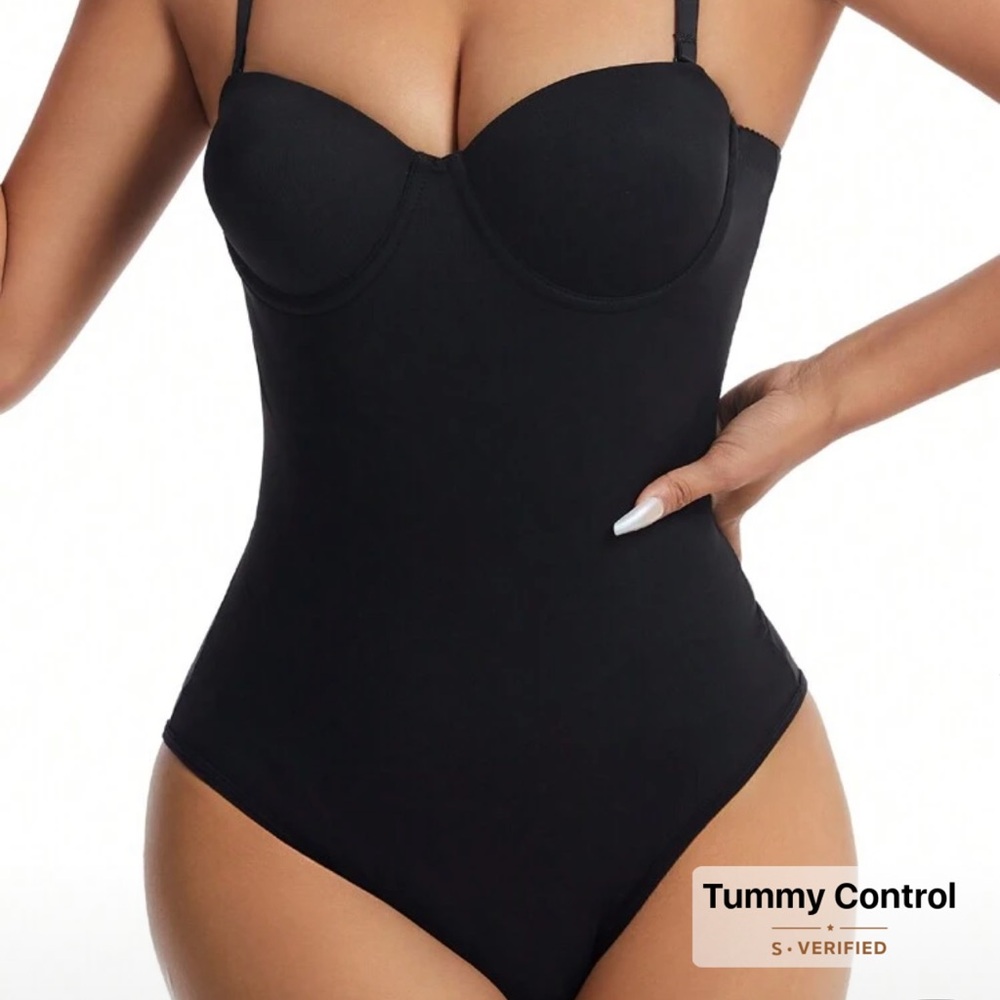 SHEIN Black Strapless Shapewear Bodysuit